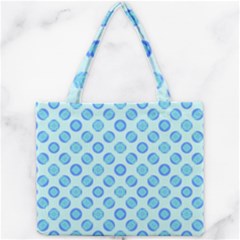 Pastel Turquoise Blue Retro Circles Mini Tote Bag by BrightVibesDesign