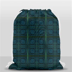 Dark Blue Teal Mod Circles Drawstring Bag (small) by BrightVibesDesign