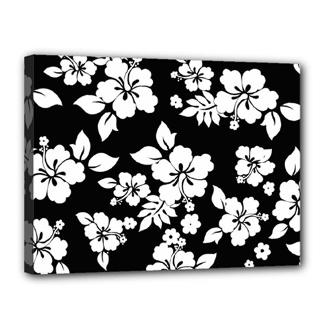 Black And White Hawaiian Canvas 16  X 12  by AlohaStore