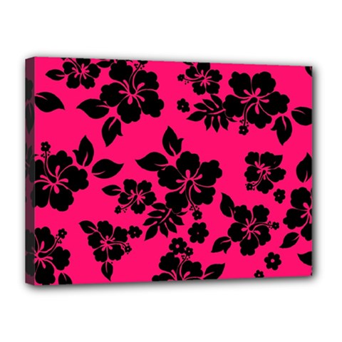 Dark Pink Hawaiian Canvas 16  X 12  by AlohaStore
