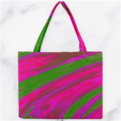 Swish Bright Pink Green Design Mini Tote Bag by BrightVibesDesign