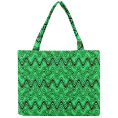 Green Wavy Squiggles Mini Tote Bag by BrightVibesDesign