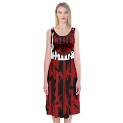 Red, Black And White Decorative Design Midi Sleeveless Dress by Valentinaart
