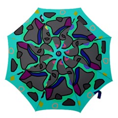 Blue Comic Abstract Hook Handle Umbrellas (medium) by Valentinaart