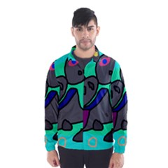 Blue Comic Abstract Wind Breaker (men) by Valentinaart