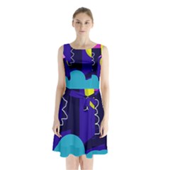Walking On The Clouds  Sleeveless Chiffon Waist Tie Dress by Valentinaart