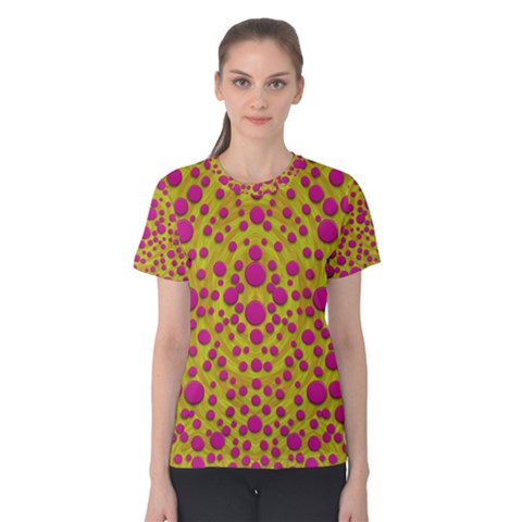 Fantasy Feathers And Polka Dots Women s Cotton Tee by pepitasart