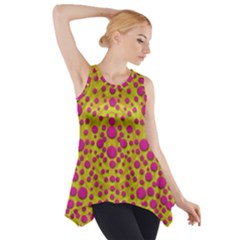 Fantasy Feathers And Polka Dots Side Drop Tank Tunic by pepitasart
