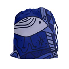 Blue Bird Drawstring Pouches (xxl) by Valentinaart