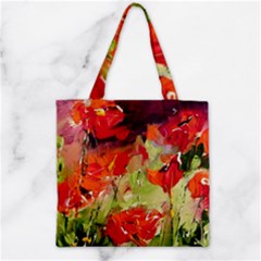 Abstact Poppys Art Print Zipper Grocery Tote Bag by artistpixi