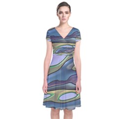 3d Shapes                                                                     Short Sleeve Front Wrap Dress by LalyLauraFLM