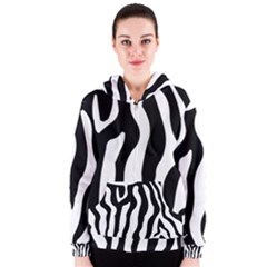 Zebra Horse Skin Pattern Black And White Women s Zipper Hoodie by picsaspassion