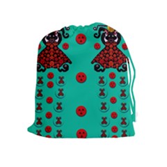 Dancing In Polka Dots Drawstring Pouches (extra Large) by pepitasart