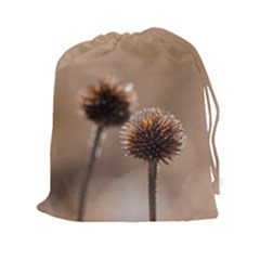 Withered Globe Thistle In Autumn Macro Drawstring Pouches (xxl) by wsfcow