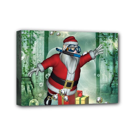 Funny Santa Claus In The Underwater World Mini Canvas 7  X 5  by FantasyWorld7