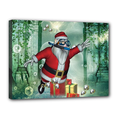 Funny Santa Claus In The Underwater World Canvas 16  X 12  by FantasyWorld7