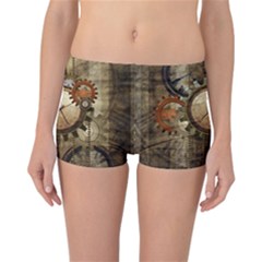 Wonderful Steampunk Design With Clocks And Gears Reversible Boyleg Bikini Bottoms by FantasyWorld7