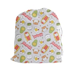 Funny Cat Food Succulent Pattern  Drawstring Pouches (xxl) by kostolom3000shop