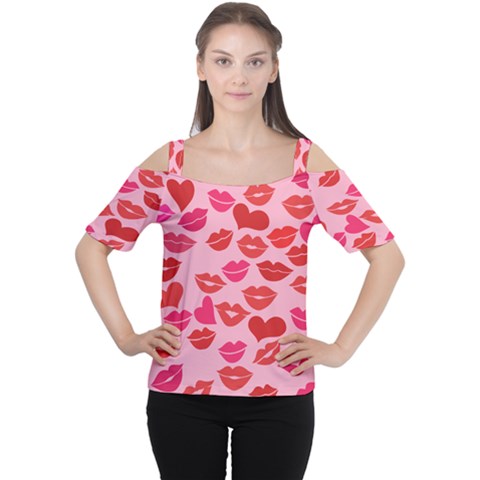 Valentine s Day Kisses Women s Cutout Shoulder Tee by BubbSnugg