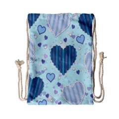 Light And Dark Blue Hearts Drawstring Bag (small) by LovelyDesigns4U