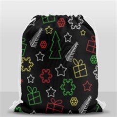 Colorful Xmas Pattern Drawstring Bag (small) by Valentinaart
