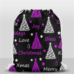 New Year Pattern - Purple Drawstring Bag (small) by Valentinaart