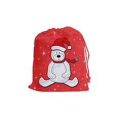 Polar Bear - Red Drawstring Pouches (medium)  by Valentinaart