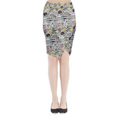 Communication Web Seamless Pattern Midi Wrap Pencil Skirt by kostolom3000shop