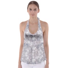 Light Circles, Rouge Aquarel Painting Babydoll Tankini Top by picsaspassion