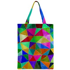 Triangles, Colorful Watercolor Art  Painting Zipper Classic Tote Bag by picsaspassion