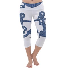 Anchor Pencil Drawing Art Capri Yoga Leggings by picsaspassion