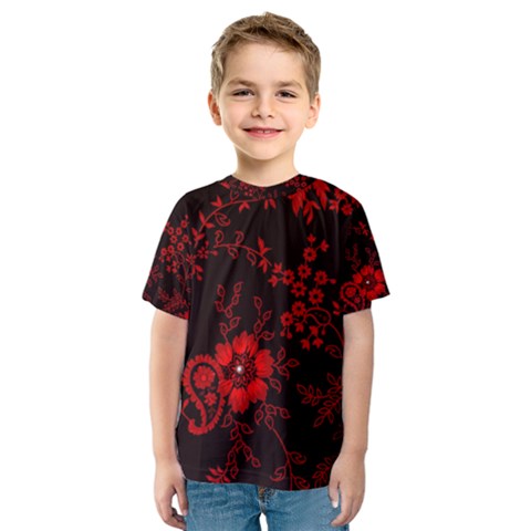 Small Red Roses Kids  Sport Mesh Tee by Brittlevirginclothing