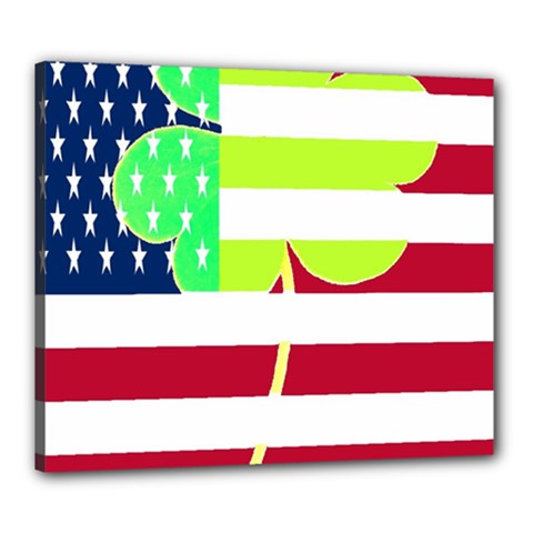 Usa Ireland American Flag Shamrock Irish Funny St Patrick Country Flag  Canvas 24  X 20  by yoursparklingshop