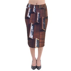 Abstract Architecture Building Business Velvet Midi Pencil Skirt by Amaryn4rt