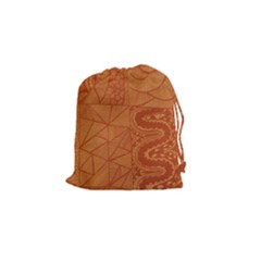 Burnt Amber Orange Brown Abstract Drawstring Pouches (small)  by Amaryn4rt