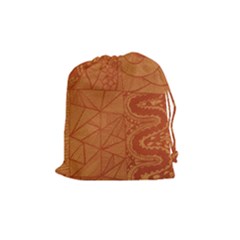 Burnt Amber Orange Brown Abstract Drawstring Pouches (medium)  by Amaryn4rt