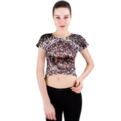 Mosaic Colorful Abstract Circular Crew Neck Crop Top by Amaryn4rt