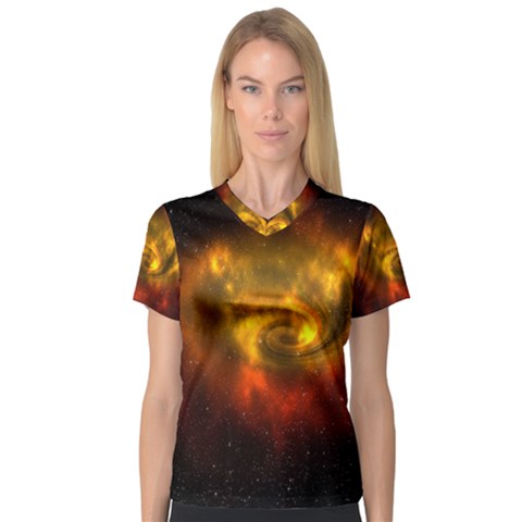 Galaxy Nebula Space Cosmos Universe Fantasy Women s V-neck Sport Mesh Tee by Amaryn4rt