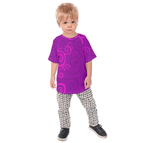 Floraly Swirlish Purple Color Kids  Raglan Tee by Amaryn4rt