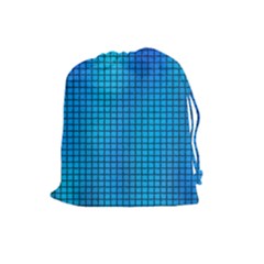 Seamless Blue Tiles Pattern Drawstring Pouches (large)  by Amaryn4rt