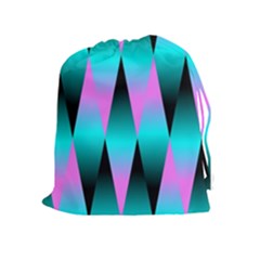 Shiny Decorative Geometric Aqua Drawstring Pouches (extra Large) by Amaryn4rt