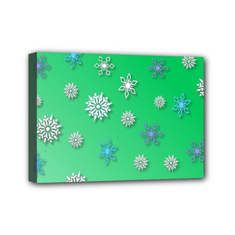 Snowflakes Winter Christmas Overlay Mini Canvas 7  X 5  by Amaryn4rt