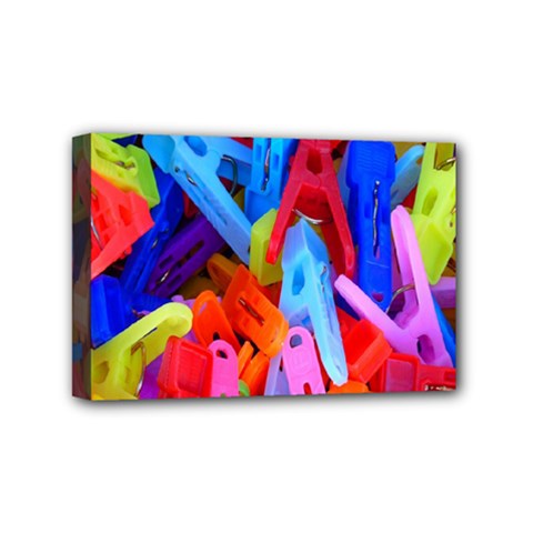 Clothespins Colorful Laundry Jam Pattern Mini Canvas 6  X 4  by Nexatart