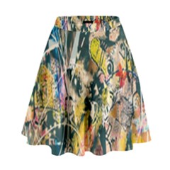 Art Graffiti Abstract Lines High Waist Skirt by Nexatart