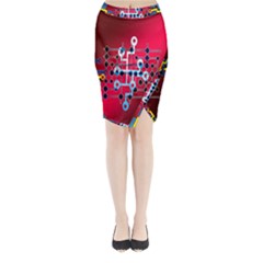 Board Circuits Trace Control Center Midi Wrap Pencil Skirt by Nexatart