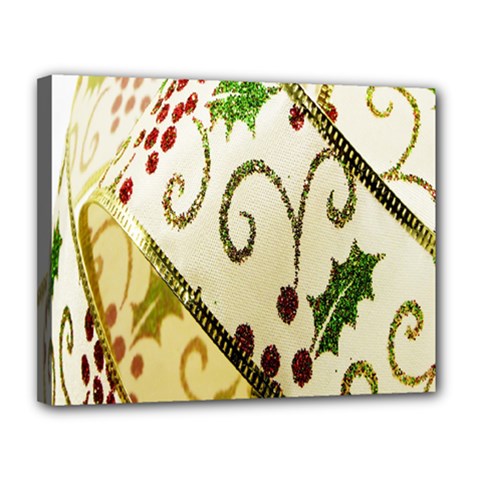 Christmas Ribbon Background Canvas 14  X 11  by Nexatart