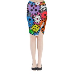 Colorful Toothed Wheels Midi Wrap Pencil Skirt by Nexatart