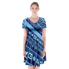 Mobile Phone Smartphone App Short Sleeve V-neck Flare Dress by Nexatart