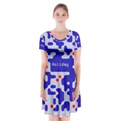 Qr Code Congratulations Short Sleeve V-neck Flare Dress by Nexatart