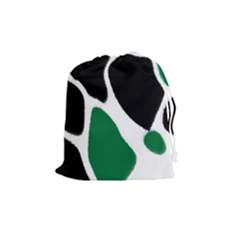 Green Black Digital Pattern Art Drawstring Pouches (medium)  by Nexatart